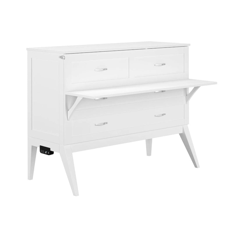 Full Murphy Bed Desk with Mattress in White
