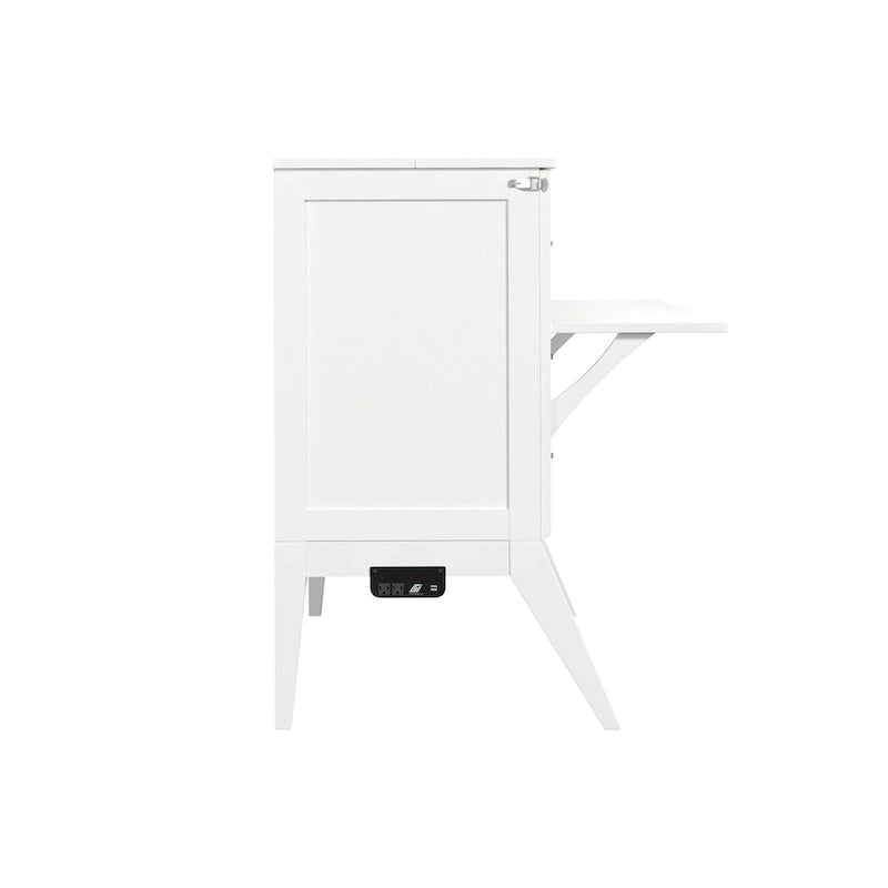 Full Murphy Bed Desk with Mattress in White