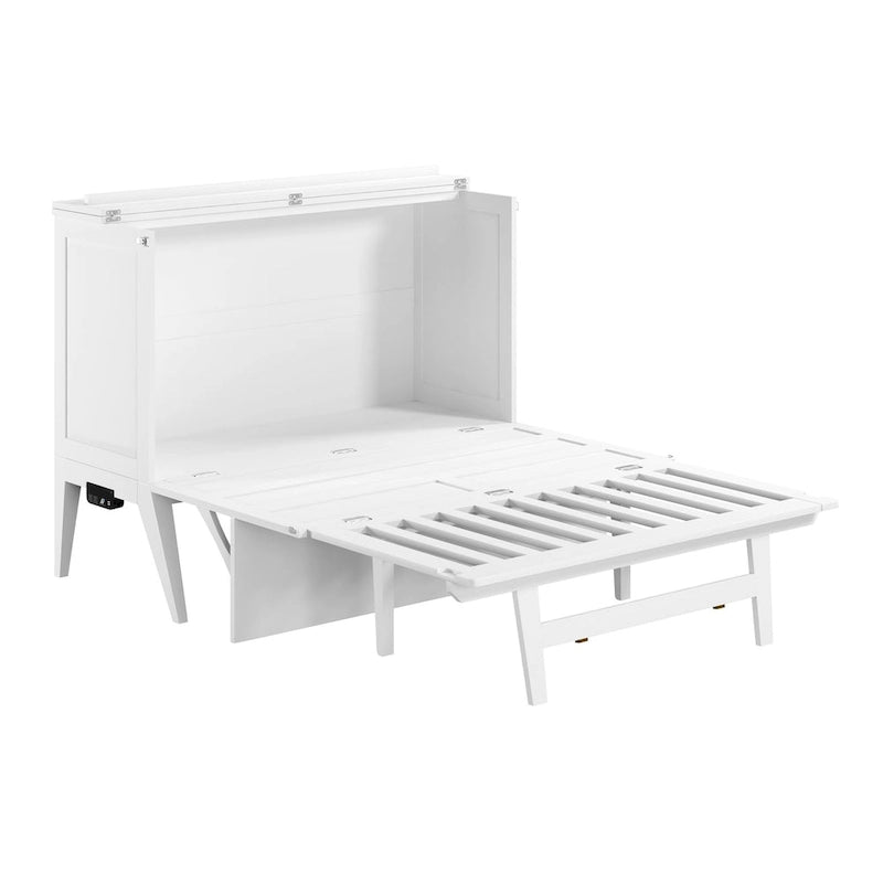 Full Murphy Bed Desk with Mattress in White