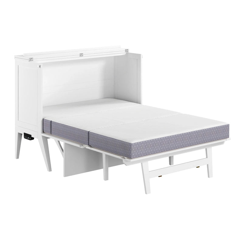 Full Murphy Bed Desk with Mattress in White