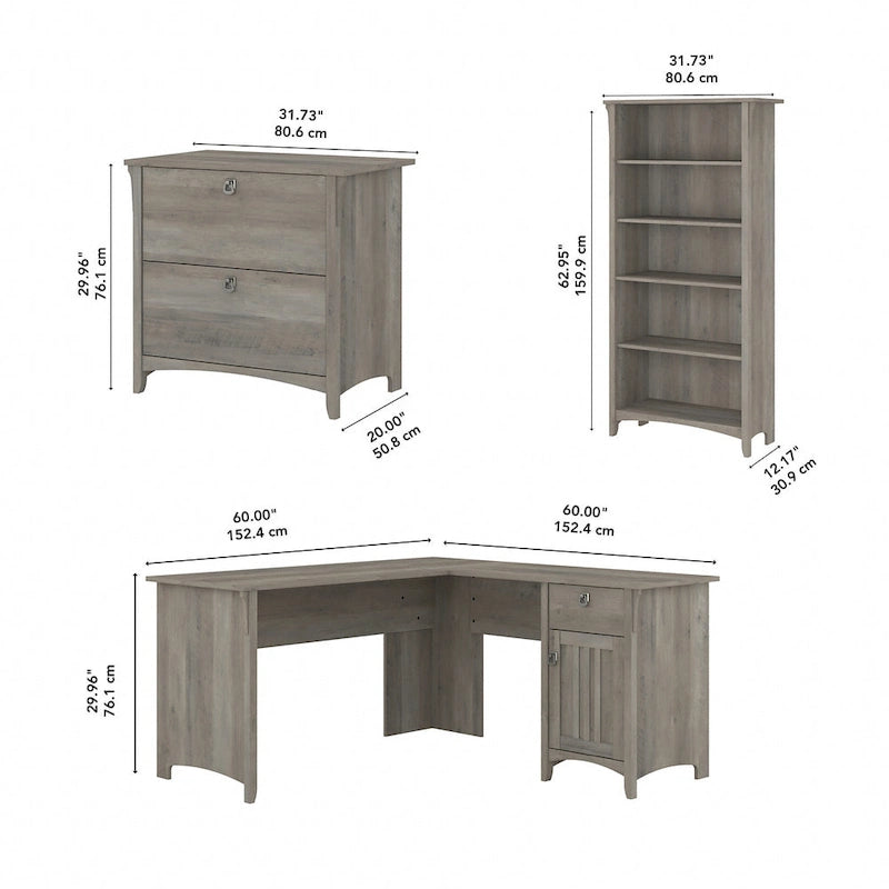 3-piece Desk, Cabinet, and Bookcase Set