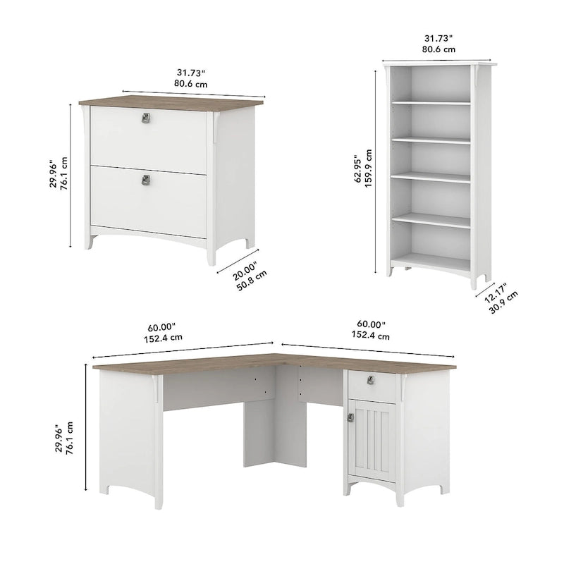 3-piece Desk, Cabinet, and Bookcase Set