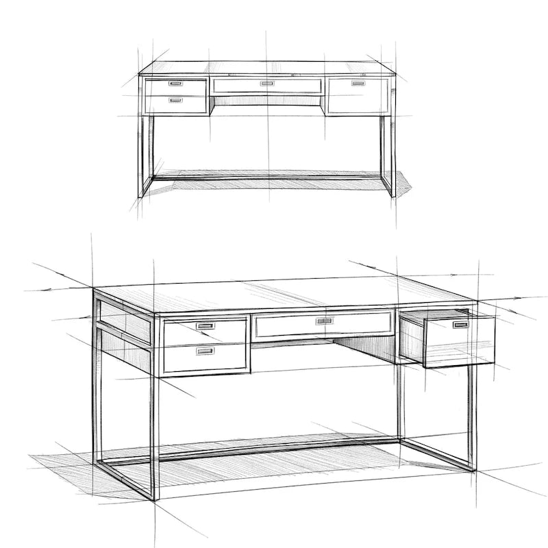 SOLID ACACIA WOOD Modern Industrial 60 inch Wide Desk in Rustic Natural Aged Brown