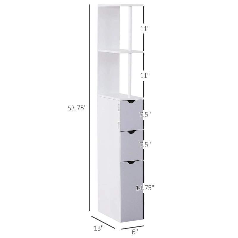 Bathroom Tower Storage Cabinet - 6 W x 13 D x 55.25 H