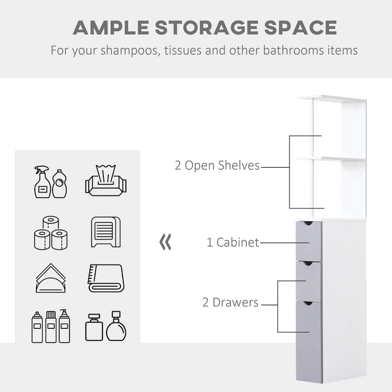 Bathroom Tower Storage Cabinet - 6 W x 13 D x 55.25 H
