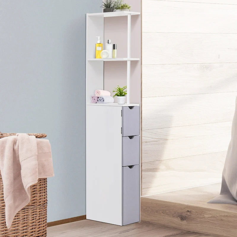 Bathroom Tower Storage Cabinet - 6 W x 13 D x 55.25 H
