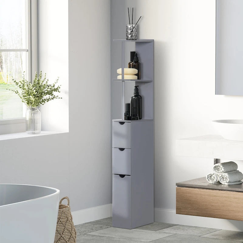 Bathroom Tower Storage Cabinet - 6 W x 13 D x 55.25 H