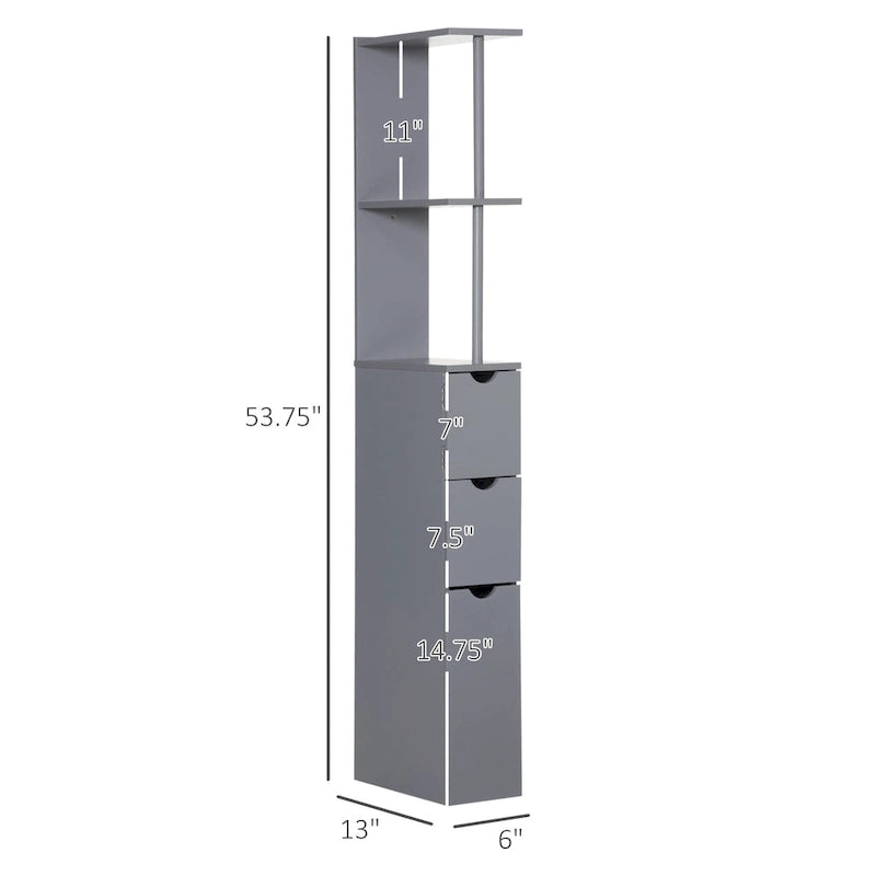 Bathroom Tower Storage Cabinet - 6 W x 13 D x 55.25 H