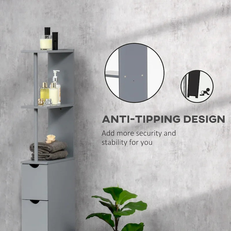 Bathroom Tower Storage Cabinet - 6 W x 13 D x 55.25 H