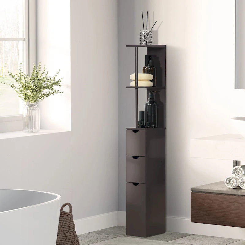Bathroom Tower Storage Cabinet - 6 W x 13 D x 55.25 H