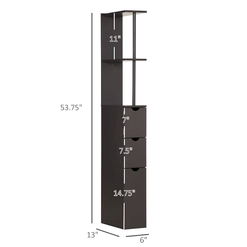 Bathroom Tower Storage Cabinet - 6 W x 13 D x 55.25 H