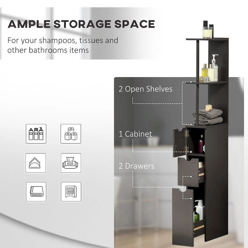 Bathroom Tower Storage Cabinet - 6 W x 13 D x 55.25 H