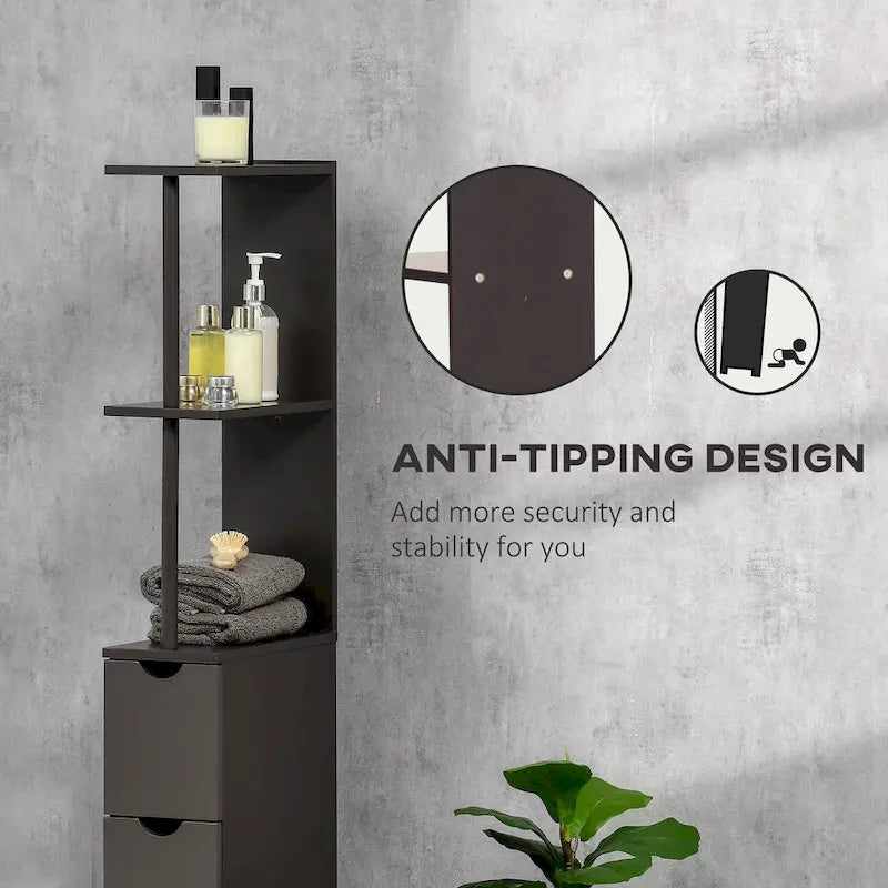 Bathroom Tower Storage Cabinet - 6 W x 13 D x 55.25 H
