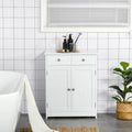 Freestanding Bathroom Storage Cabinet Organizer Floor Tower with 2 Door, 2 Drawers, Adjustable Shelf, White