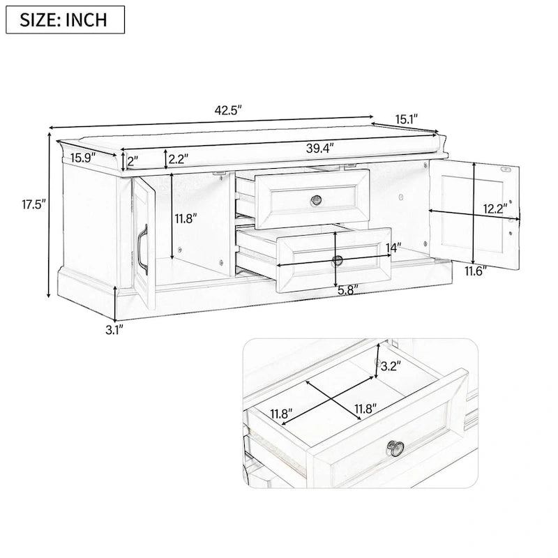 Storage Bench with Removable Cushion