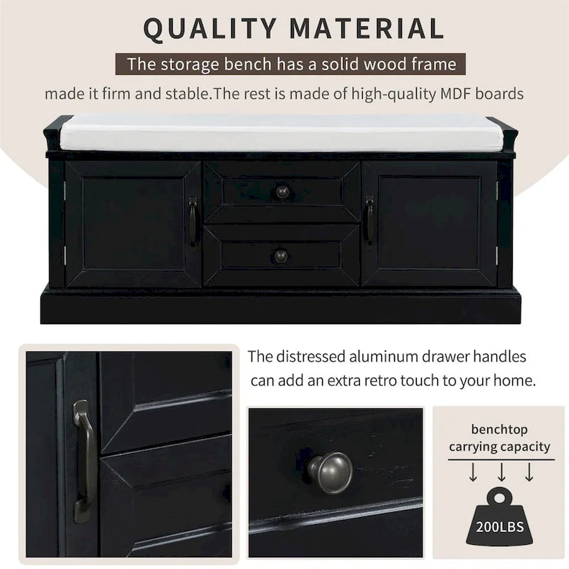 Storage Bench with Removable Cushion