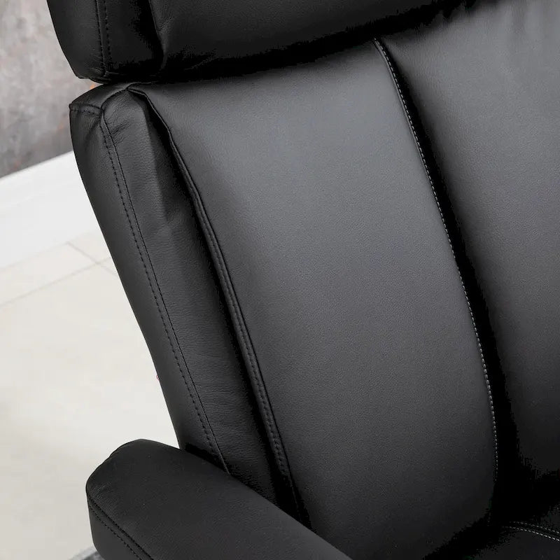 Recliner Chair with Ottoman, 360 Swivel Reclining Chair with Wood Base and Matching Footrest, Black