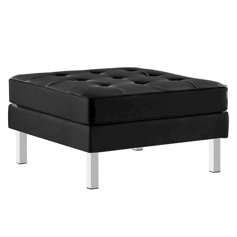 Tufted Vegan Leather Ottoman