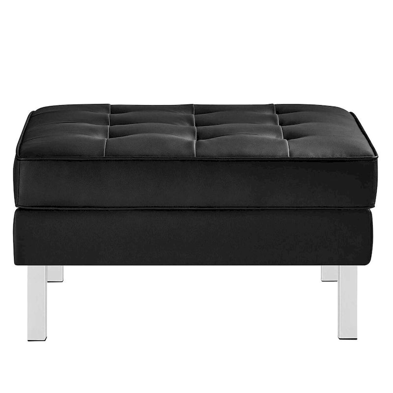 Tufted Vegan Leather Ottoman