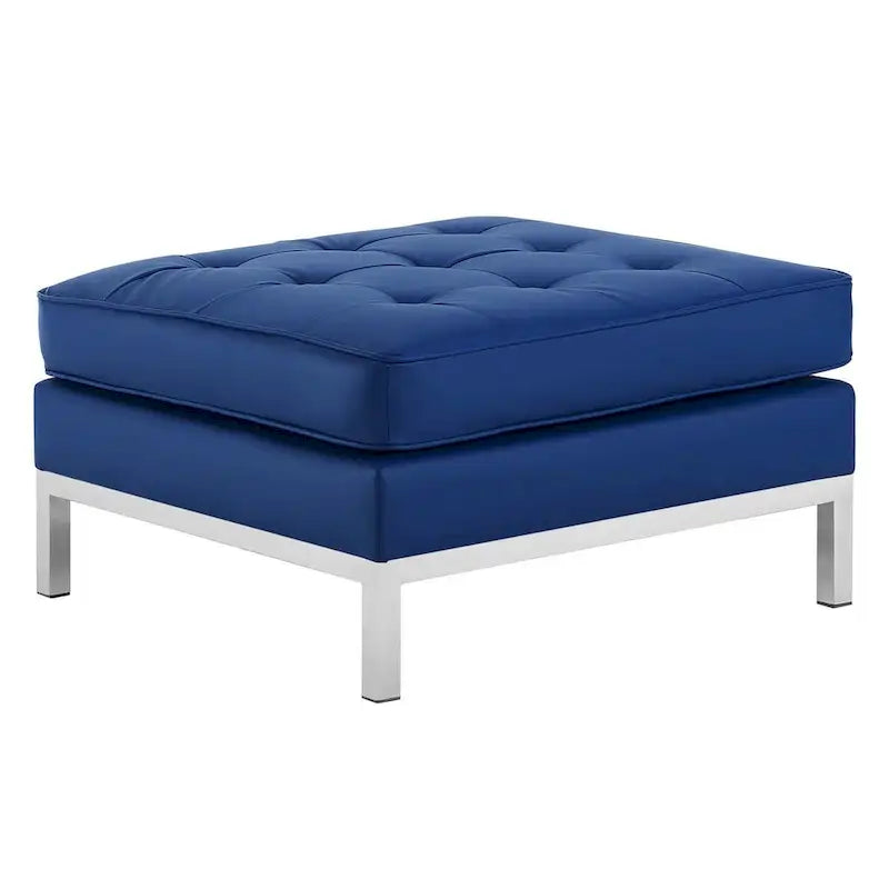 Tufted Vegan Leather Ottoman