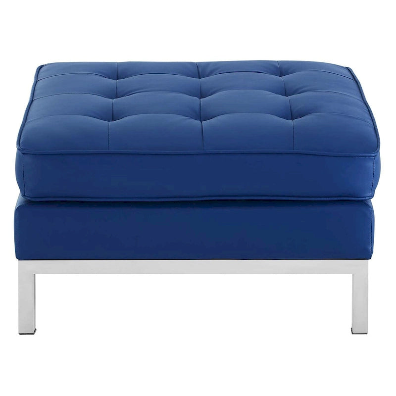 Tufted Vegan Leather Ottoman