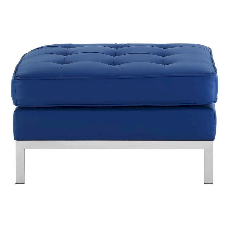 Tufted Vegan Leather Ottoman