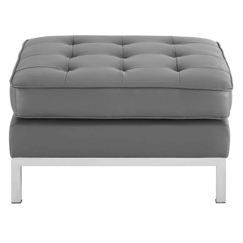 Tufted Vegan Leather Ottoman