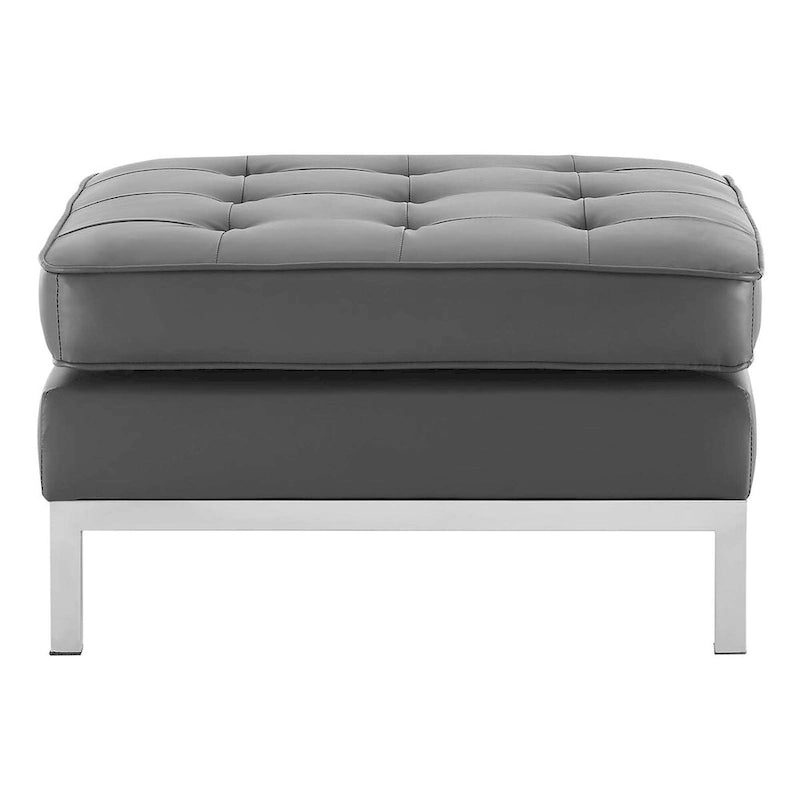 Tufted Vegan Leather Ottoman