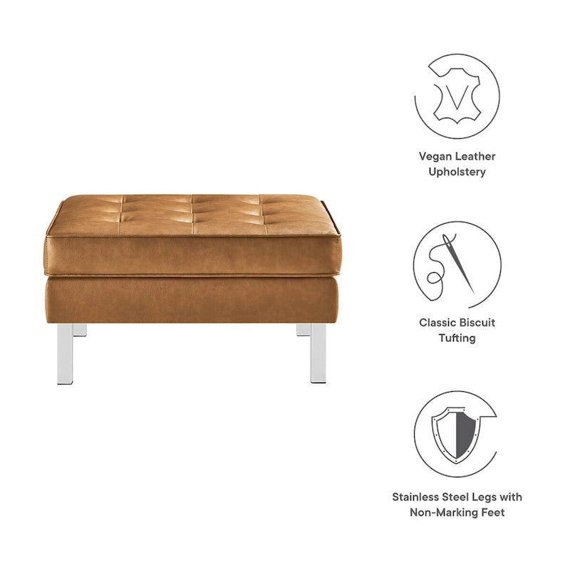 Tufted Vegan Leather Ottoman