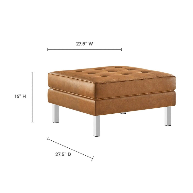 Tufted Vegan Leather Ottoman