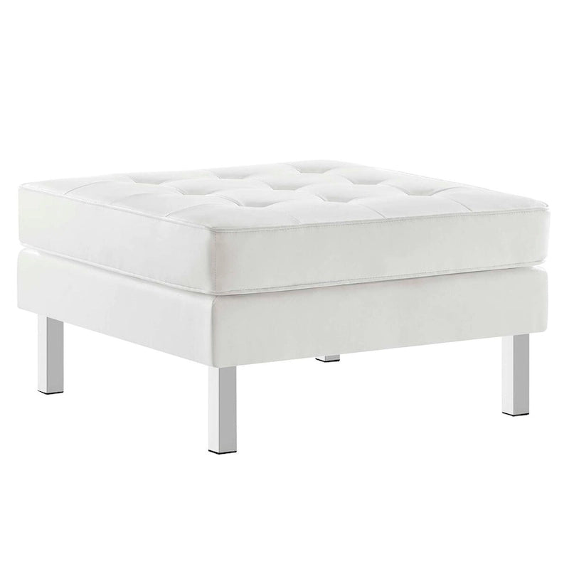 Tufted Vegan Leather Ottoman