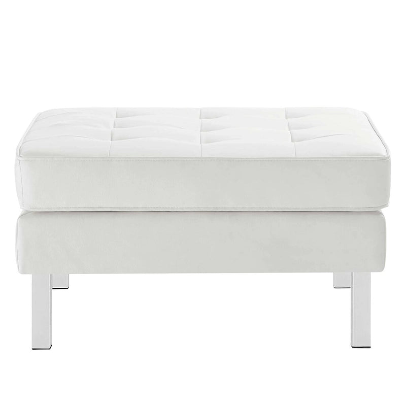 Tufted Vegan Leather Ottoman