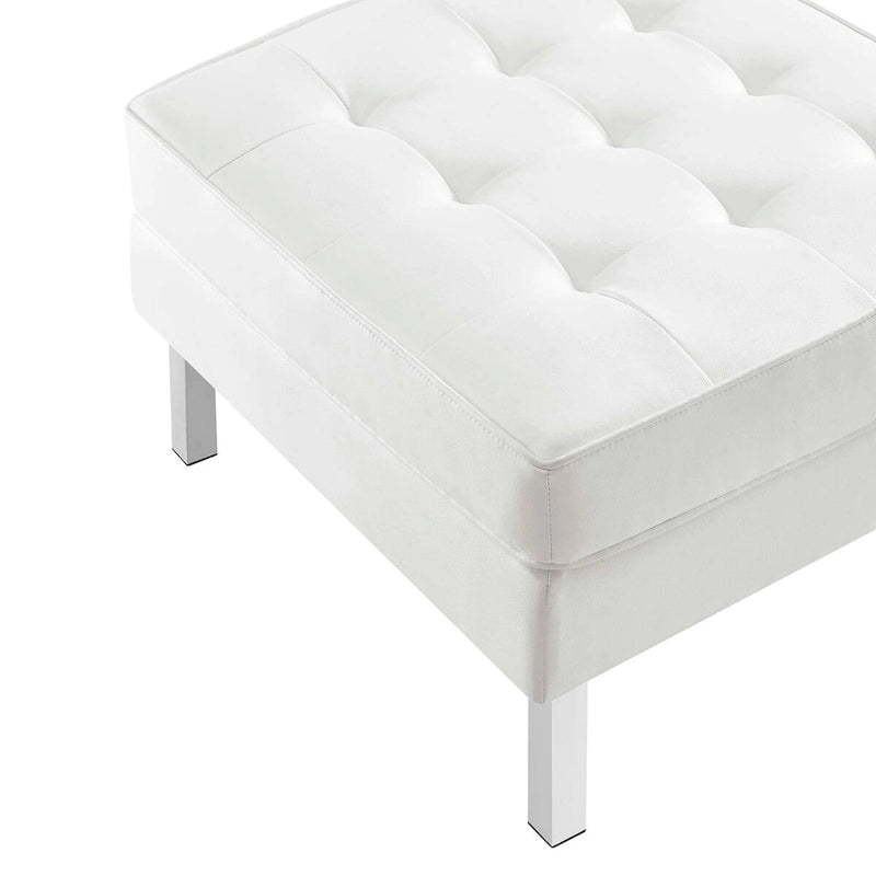 Tufted Vegan Leather Ottoman