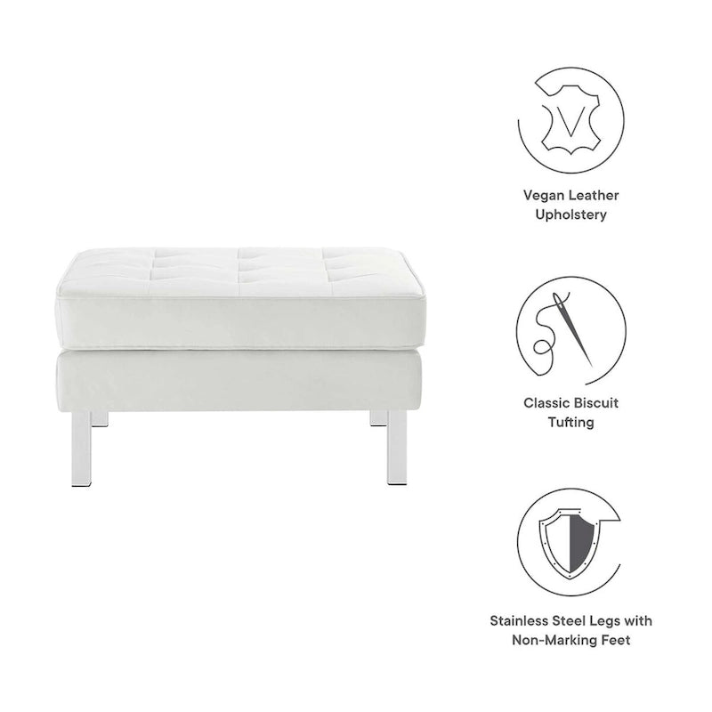 Tufted Vegan Leather Ottoman