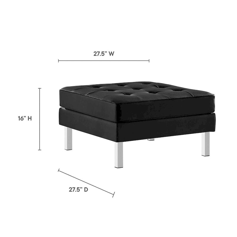 Tufted Vegan Leather Ottoman