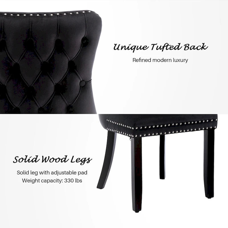 Velvet Upholstered Wingback Dining Chairs Set of 4