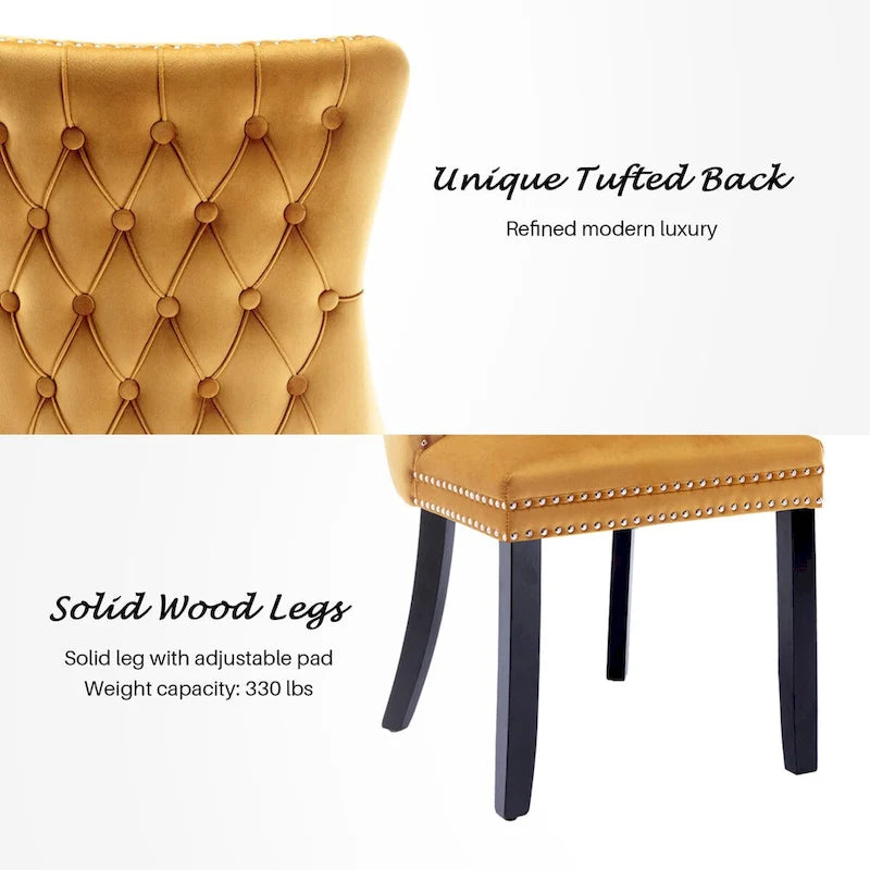 Velvet Upholstered Wingback Dining Chairs Set of 4
