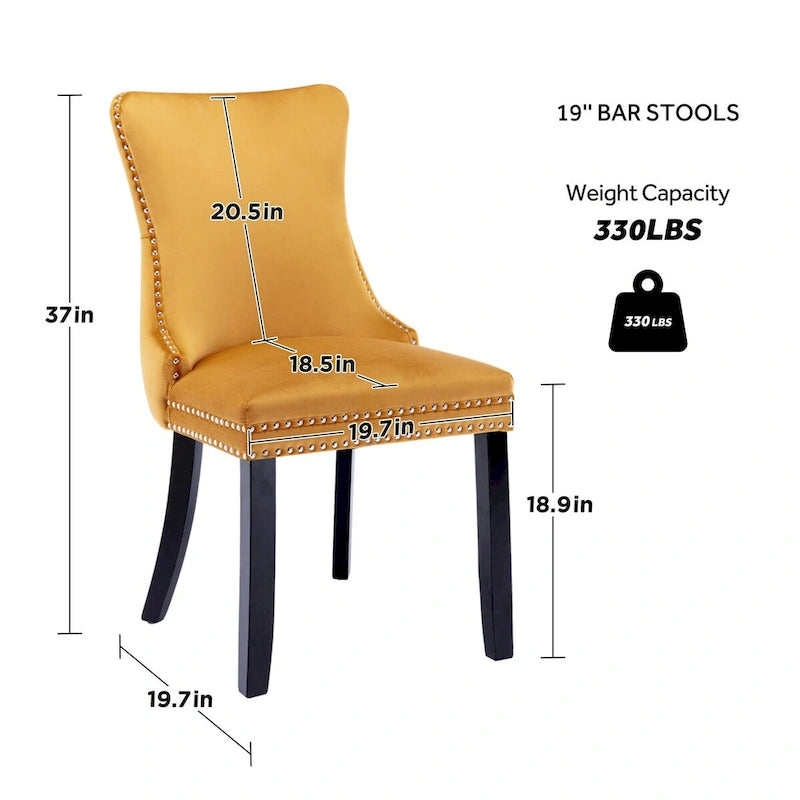 Velvet Upholstered Wingback Dining Chairs Set of 4