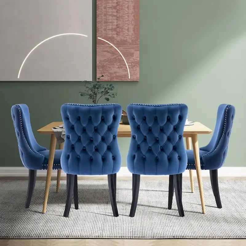 Velvet Upholstered Wingback Dining Chairs Set of 4