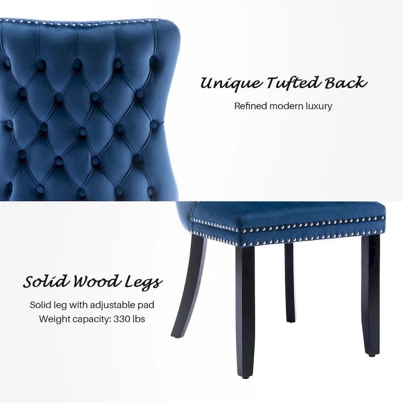 Velvet Upholstered Wingback Dining Chairs Set of 4