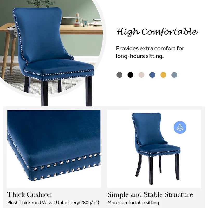 Velvet Upholstered Wingback Dining Chairs Set of 4