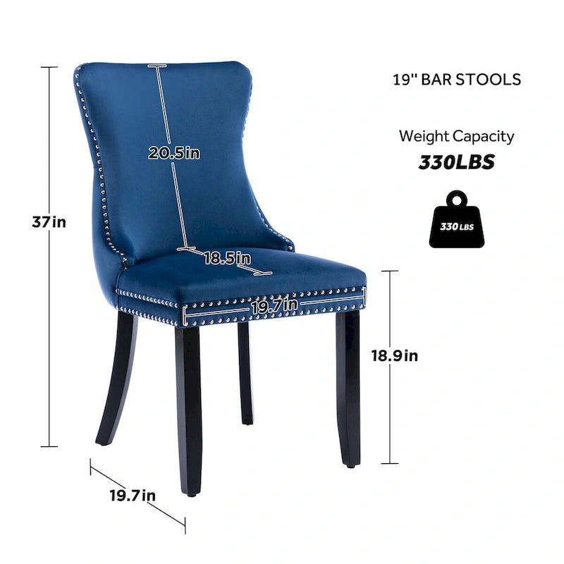 Velvet Upholstered Wingback Dining Chairs Set of 4
