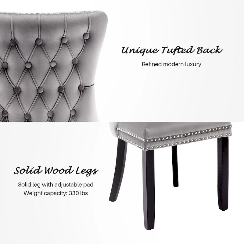 Velvet Upholstered Wingback Dining Chairs Set of 4