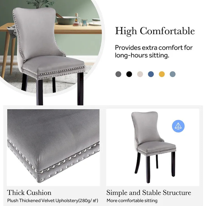 Velvet Upholstered Wingback Dining Chairs Set of 4