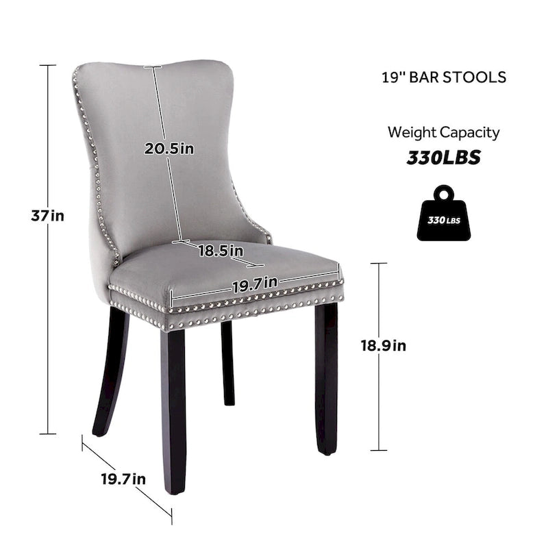 Velvet Upholstered Wingback Dining Chairs Set of 4