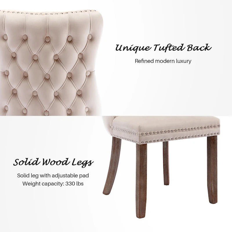 Velvet Upholstered Wingback Dining Chairs Set of 4