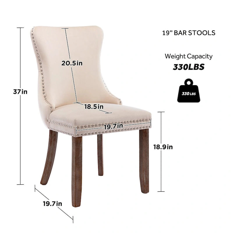 Velvet Upholstered Wingback Dining Chairs Set of 4