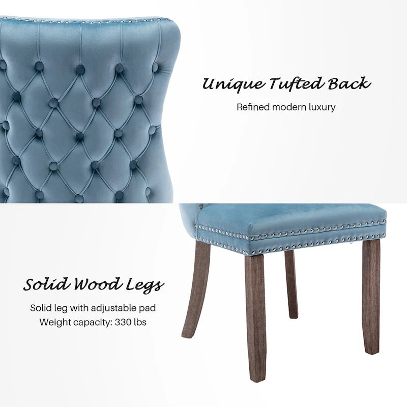 Velvet Upholstered Wingback Dining Chairs Set of 4