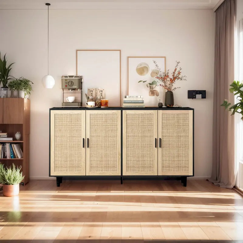 62.20Elegant and Functional 4-Door Rattan Sideboard/Buffet