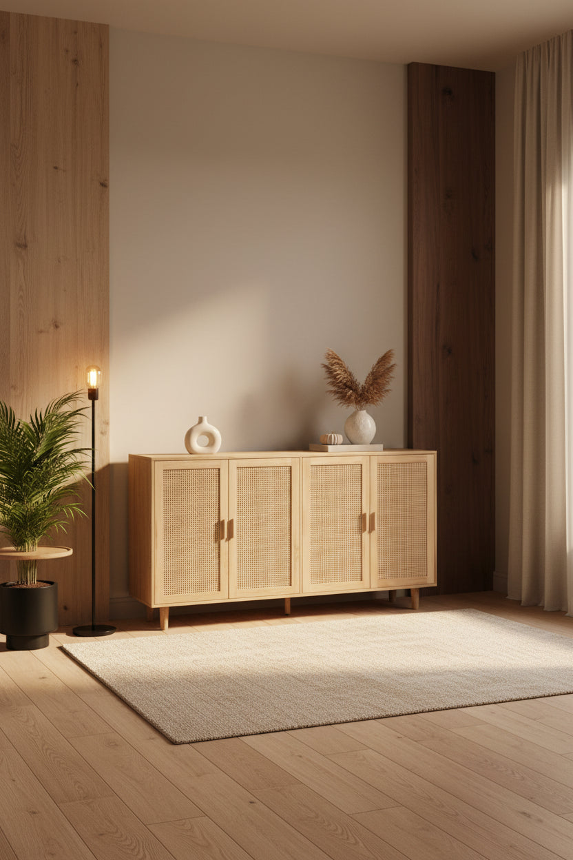 62.20Elegant and Functional 4-Door Rattan Sideboard/Buffet